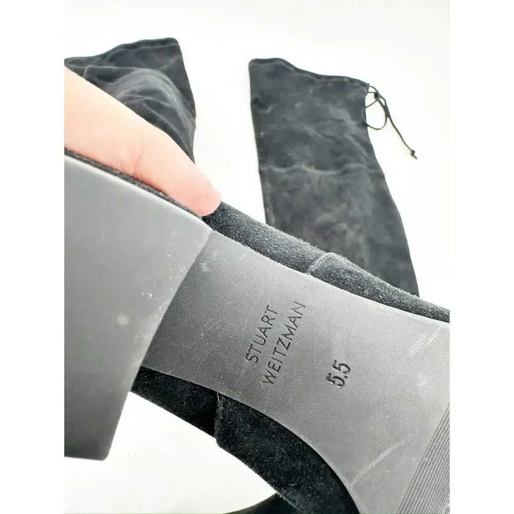 Stuart Weitzman‎ Genna Black 60 City Suede Over the Knee Boots Size 5.5